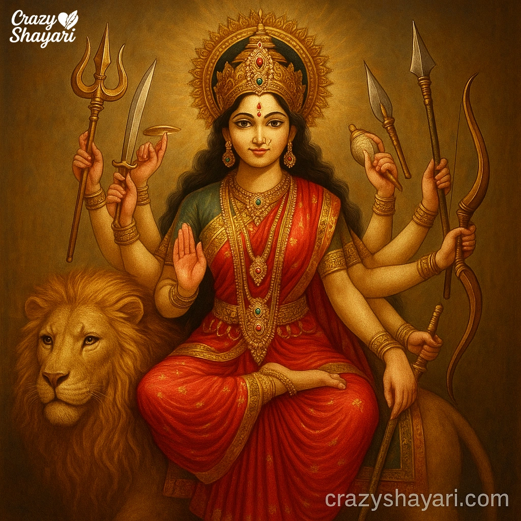 Maa Durga Puja 2025 Image with Shayari - crazyshayari.com